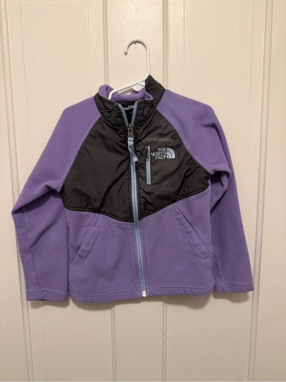 The North Face Lavender Fleece Jacket with Black Chest Panel